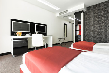 Interior of a hotel bedroom