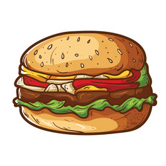 Burger Cartoon Vector
