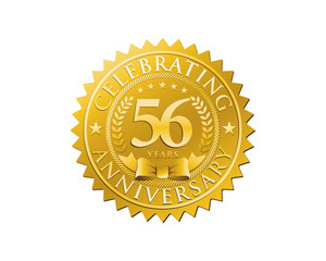 anniversary logo golden emblem 56