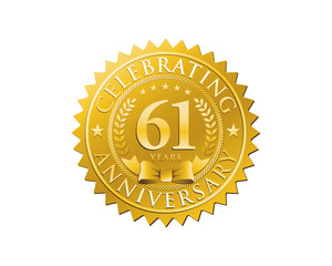 anniversary logo golden emblem 61