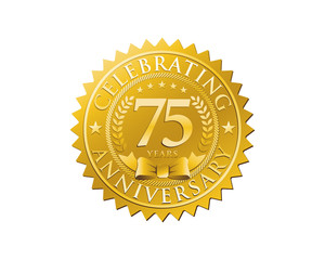 anniversary logo golden emblem 75