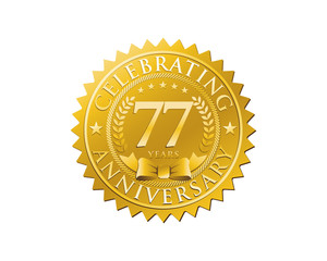 anniversary logo golden emblem 77