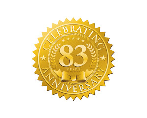 anniversary logo golden emblem 83
