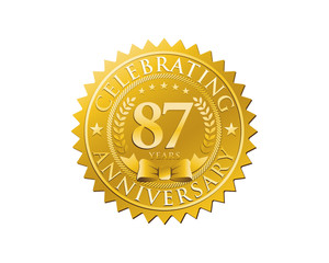 anniversary logo golden emblem 87