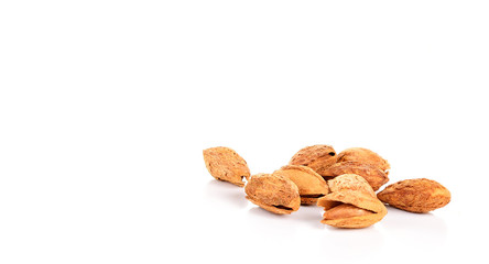 Dried almonds isolated on a white background