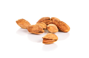 Dried almonds isolated on a white background