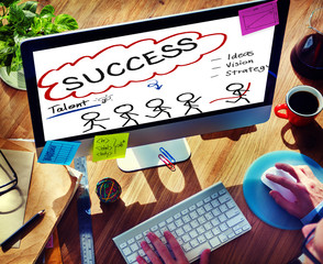 Success Thought Bubble Stick People Concept