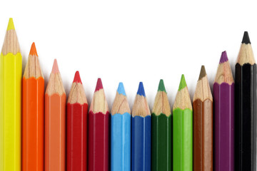 close up of Colour pencils isolated on white background