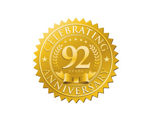 anniversary logo golden emblem 92