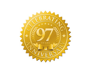 anniversary logo golden emblem 97