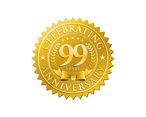 anniversary logo golden emblem 99