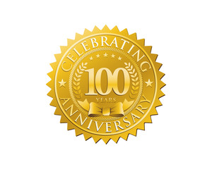 anniversary logo golden emblem 100