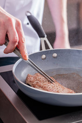 chef making steak