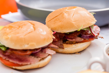 chef making burger