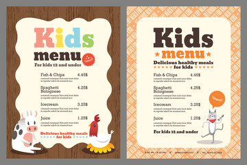 kids meal menu vector template