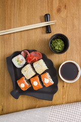Set of sushi and rolls
