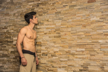 Attractive and muscular shirtless young man