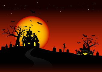 Halloween night and the moon background..