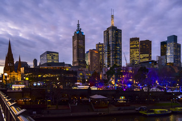 Naklejka na ściany i meble Melbourne CBD cityscape by night