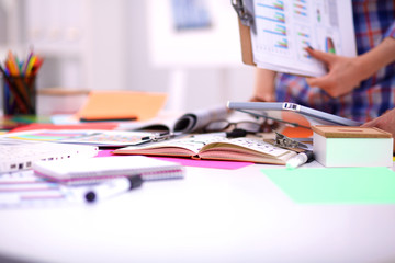 Young business people working at office on new project