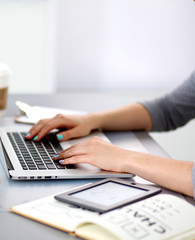 Young businesswoman working on a laptop