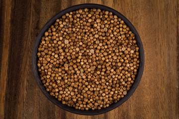 Close up of dried coriander seeds