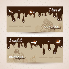 Vector sweet background. Hand drawn illustration with cake.