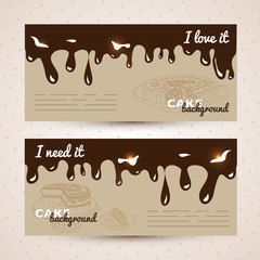 Vector sweet background. Hand drawn illustration with cake.