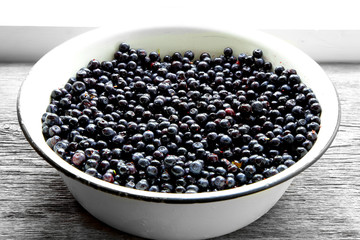 fresh blueberries on plate