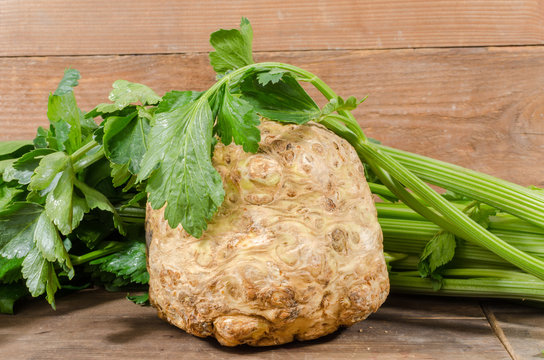 Celery root and green celery