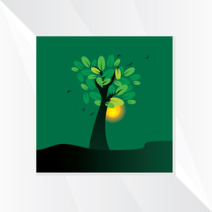 green tree with sun vector illustration 