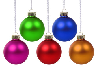 Bunte Weihnachtskugeln Weihnachten h&auml;ngen Freisteller