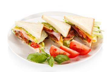 Sandwiches on white background 