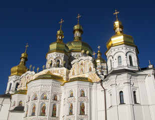 Fototapeta na wymiar Assumption cathedral in Pecherskaya Lavra monastery - religious