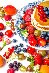 Fresh pancakes with fruits