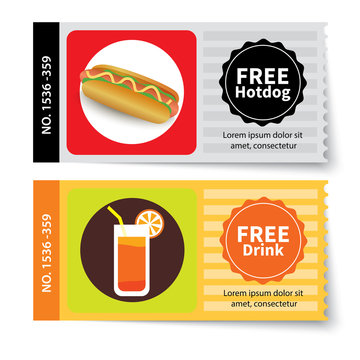 set of hotdog and juice coupon discount template design