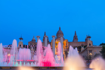 Fototapeta na wymiar Magic Fountain light show, Barcelona