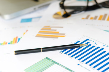 Obraz premium Graphs and pen
