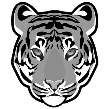 Tiger head grayscale vector