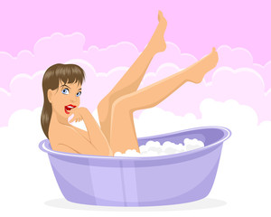 Girl taking a bath