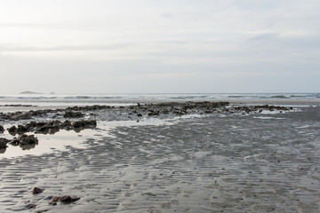 beach sand and island in the morning