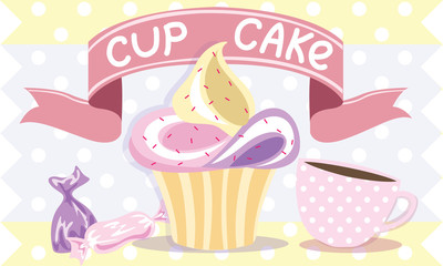 cake , candy and cup