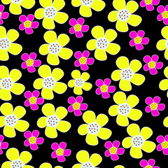 Seamless floral pattern on a black background