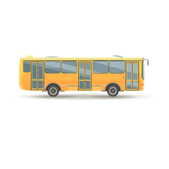flat design public transport vehicle city bus, side view