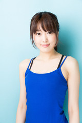 attractive asian woman beauty image on blue background