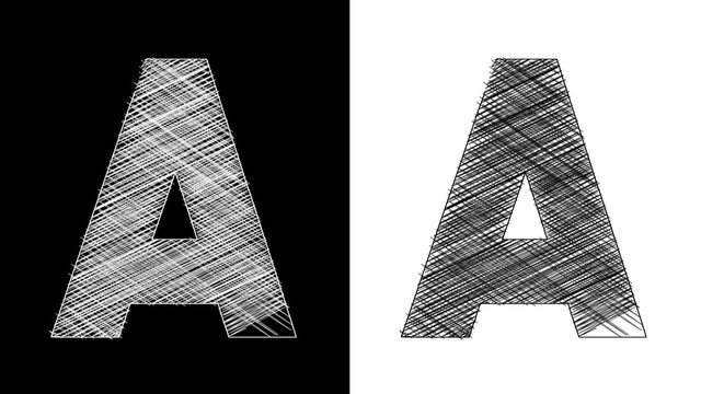 Art sketched letter A with alpha channel