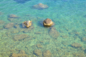 Rocks in blue sea