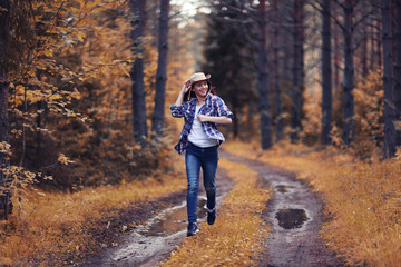 running girl forester in nature