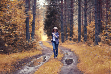 running girl forester in nature