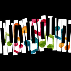 Piano keys musical notes creative concept. Vector graphic illustration.